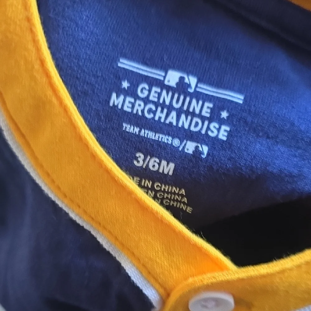 Genuine Merchandise Navy and Yellow Infant Short Sleeve Romper